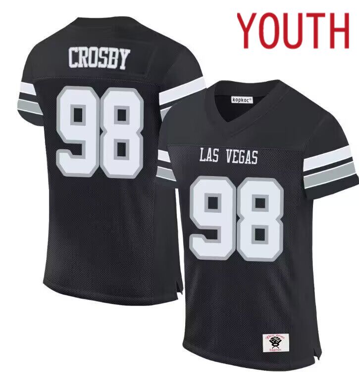 youth Las Vegas raiders #98 Crosby black 2024 Nike Limited NFL throwback Jersey->youth nfl jersey->Youth Jersey